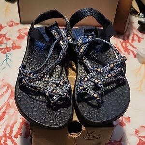 Chaco Navy and White Strappy Sandals